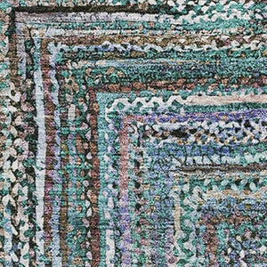HomeRoots 5' X 8' Teal and Brown Geometric Area Rug - Durable, Washable, UV-Protected for Family Spaces 699264