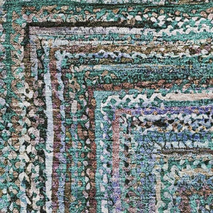 HomeRoots 8' X 10' Teal & Brown Geometric Area Rug - Washable, UV-Protected, Durable & Stylish for Any Room 699266
