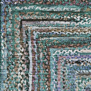 HomeRoots 9' X 12' Teal And Brown Geometric Area Rug – Washable, UV-Protected, Durable for Busy Homes 699267