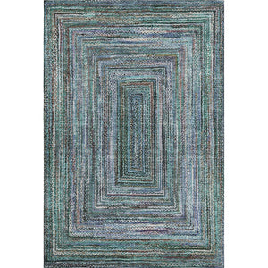 HomeRoots 10' X 14' Teal & Brown Geometric Area Rug - Washable, Durable, UV-Protected, Perfect for High-Traffic Spaces! 699268