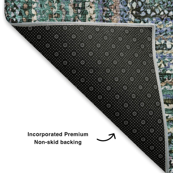 HomeRoots 10' X 14' Teal & Brown Geometric Area Rug - Washable, Durable, UV-Protected, Perfect for High-Traffic Spaces! 699268