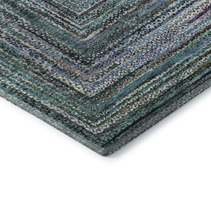 HomeRoots 10' X 14' Teal & Brown Geometric Area Rug - Washable, Durable, UV-Protected, Perfect for High-Traffic Spaces! 699268
