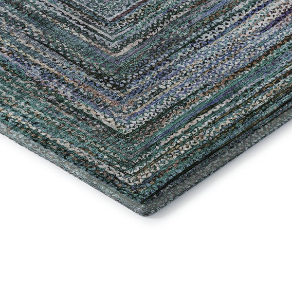 HomeRoots 10' X 14' Teal & Brown Geometric Area Rug - Washable, Durable, UV-Protected, Perfect for High-Traffic Spaces! 699268