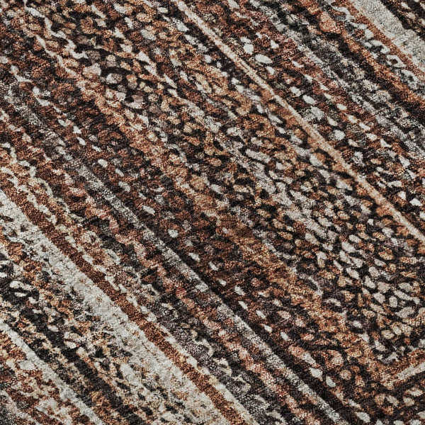 HomeRoots 8' Stylish Terra Cotta & Beige Round Rug - Washable, UV Protected, Durable for Homes with Kids & Pets 699271