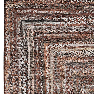 HomeRoots 8' X 10' Geometric Terra Cotta and Beige Area Rug - Washable, UV Protected, Stain-Resistant Comfort 699272