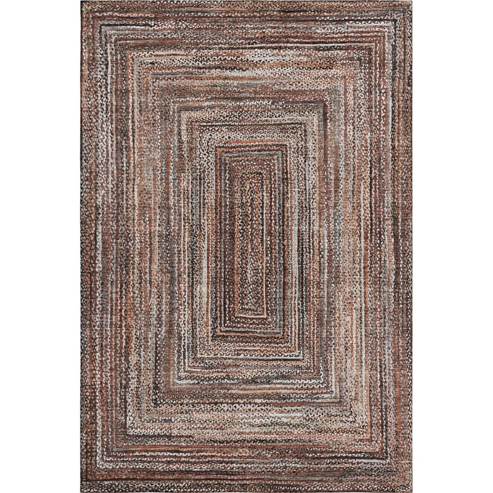 HomeRoots 10' X 14' Stylish Terra Cotta & Beige Geometric Washable Area Rug with UV Protection & Comfort 699274