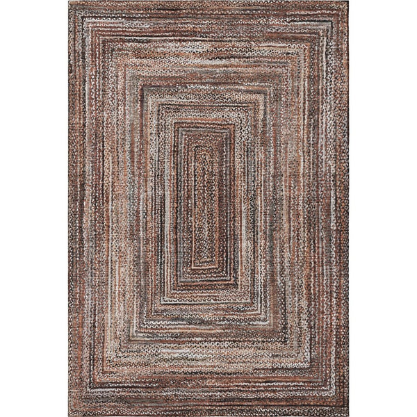 HomeRoots 10' X 14' Stylish Terra Cotta & Beige Geometric Washable Area Rug with UV Protection & Comfort 699274