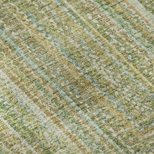 HomeRoots 8' Artichoke Green & Blue Geometric Washable Rug - UV Protected, Stain-Resistant, Non-Slip Design 699277