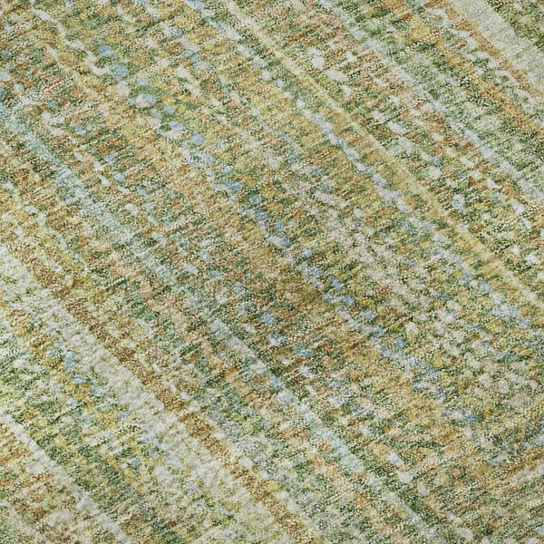HomeRoots 8' Artichoke Green & Blue Geometric Washable Rug - UV Protected, Stain-Resistant, Non-Slip Design 699277