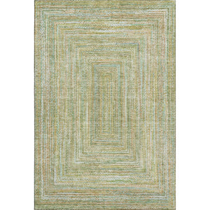 HomeRoots 8' X 10' Artichoke Green & Blue Geometric Washable Area Rug - Durable, Stain-Resistant & UV Protected 699278