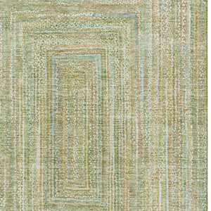 HomeRoots 8' X 10' Artichoke Green & Blue Geometric Washable Area Rug - Durable, Stain-Resistant & UV Protected 699278