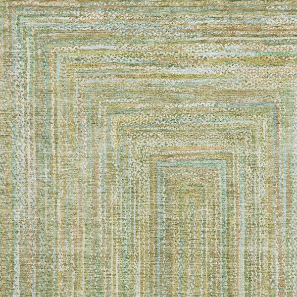 HomeRoots 10' X 14' Stylish Artichoke Green & Blue Geometric Washable Area Rug with UV Protection & Durability 699280