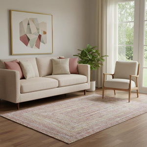 HomeRoots 5' x 8' Transitional Geometric Area Rug in Rust & Mauve - Washable, UV Protected, Stain Resistant 699282