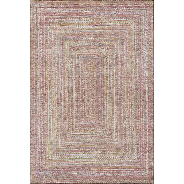 HomeRoots 5' x 8' Transitional Geometric Area Rug in Rust & Mauve - Washable, UV Protected, Stain Resistant 699282