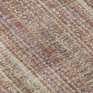 HomeRoots 8' Washable Round Rug in Rust & Mauve Geometric Design with UV Protection for Modern Homes 699283