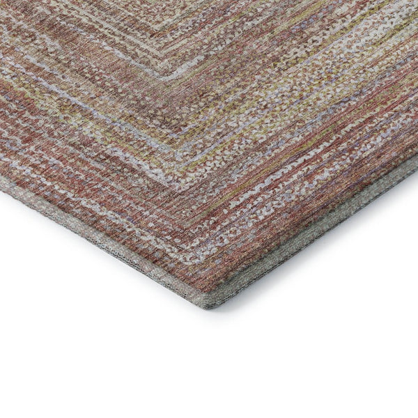 HomeRoots 8' X 10' Geometric Washable Area Rug in Rust and Mauve - UV Protected, Stain Resistant, Durable Design 699284