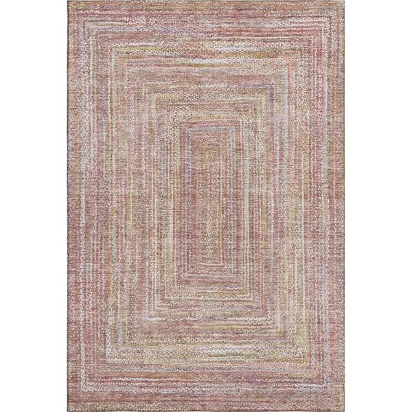 HomeRoots 9' X 12' Geometric Area Rug in Rust & Mauve - Washable, UV Protected, Family-Friendly Design 699285