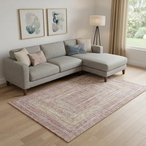 HomeRoots 10' x 14' Stylish Rust and Mauve Geometric Area Rug - Washable, UV Protected, and Stain Resistant! 699286