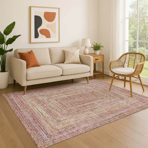 HomeRoots 10' x 14' Stylish Rust and Mauve Geometric Area Rug - Washable, UV Protected, and Stain Resistant! 699286