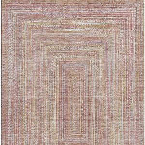 HomeRoots 10' x 14' Stylish Rust and Mauve Geometric Area Rug - Washable, UV Protected, and Stain Resistant! 699286