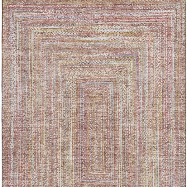 HomeRoots 10' x 14' Stylish Rust and Mauve Geometric Area Rug - Washable, UV Protected, and Stain Resistant! 699286