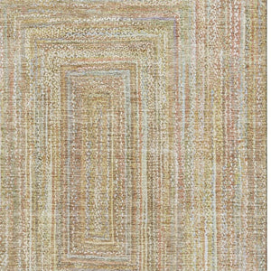 HomeRoots 5' X 8' Tan And Beige Geometric Area Rug – Stylish, Washable, UV-Protected, Perfect for Pets & Kids 699288