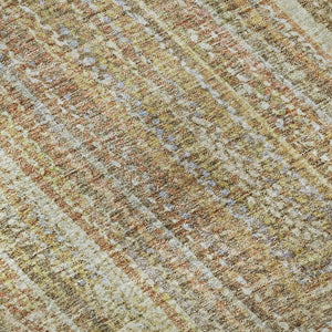 HomeRoots 8' Tan and Beige Geometric Washable Round Rug - Durable, UV-Protected, Pet-Friendly Style for Any Room 699289