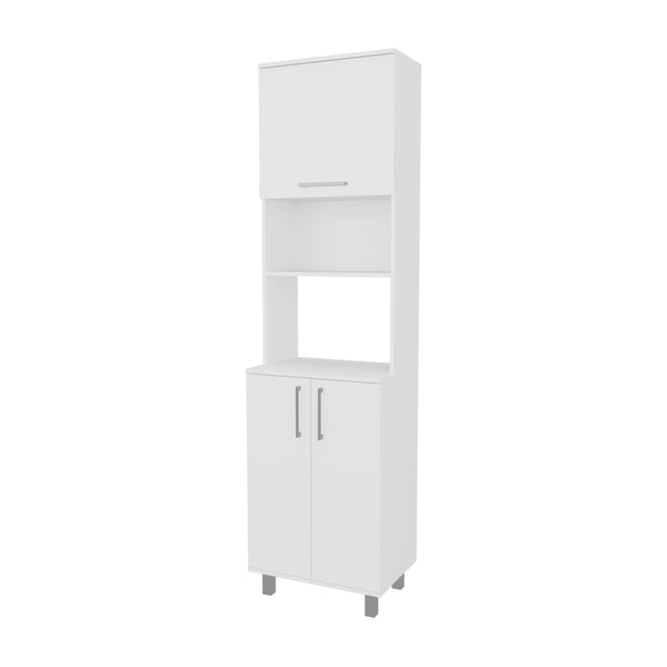 English Elm Kayenta Vertical Kitchen Pantry with Pneumatic Top Flap, Open Microwave Shelf, Lower Cabinet Storage B128S00043