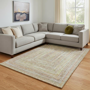 HomeRoots 8' X 10' Tan and Beige Geometric Area Rug - Durable, Washable, UV-Protected for Modern Spaces 699290