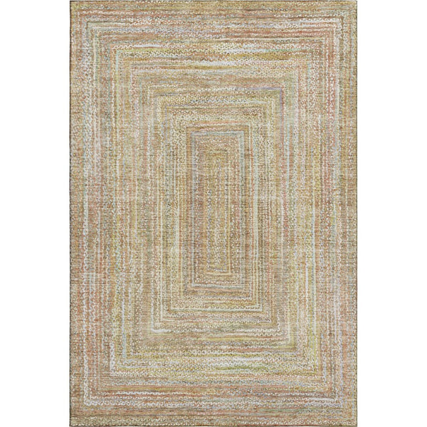 HomeRoots 8' X 10' Tan and Beige Geometric Area Rug - Durable, Washable, UV-Protected for Modern Spaces 699290