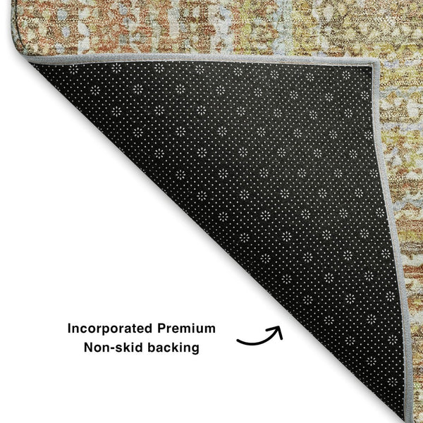 HomeRoots 8' X 10' Tan and Beige Geometric Area Rug - Durable, Washable, UV-Protected for Modern Spaces 699290