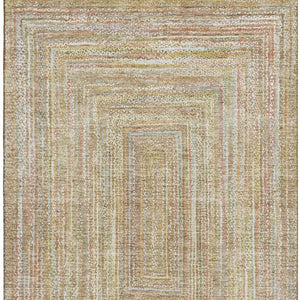 HomeRoots 8' X 10' Tan and Beige Geometric Area Rug - Durable, Washable, UV-Protected for Modern Spaces 699290