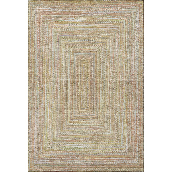 HomeRoots 8' X 10' Tan and Beige Geometric Area Rug - Durable, Washable, UV-Protected for Modern Spaces 699290