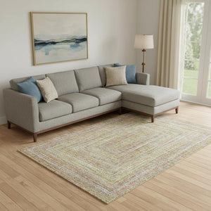 HomeRoots 9' X 12' Tan And Beige Geometric Area Rug – Stylish, Washable, Stain-Resistant with UV Protection! 699291