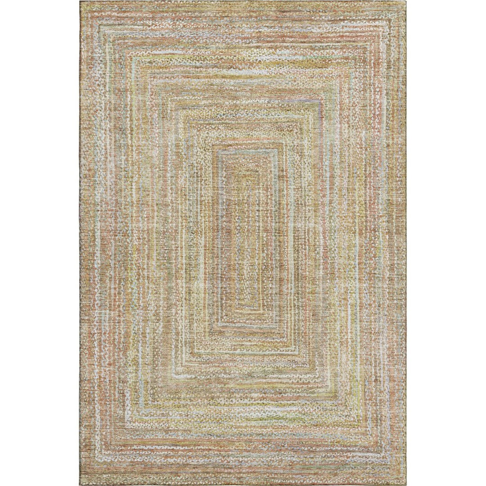 HomeRoots 9' X 12' Tan And Beige Geometric Area Rug – Stylish, Washable, Stain-Resistant with UV Protection! 699291