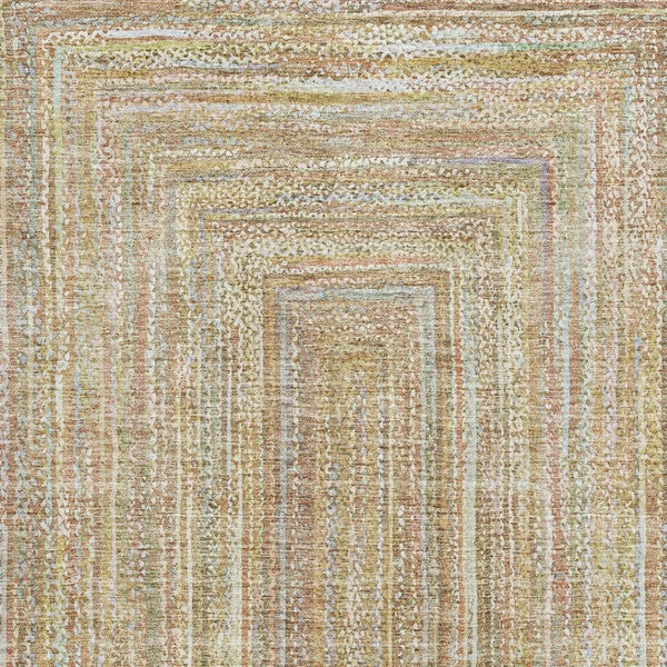HomeRoots 9' X 12' Tan And Beige Geometric Area Rug – Stylish, Washable, Stain-Resistant with UV Protection! 699291