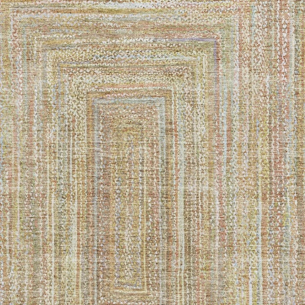 HomeRoots 10' Tan and Beige Geometric Area Rug - Washable, UV-Protected, Stain Resistant for Modern Homes 699292