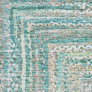 HomeRoots 10' Teal and Ivory Geometric Washable Area Rug - Stylish, UV-Protected, Family-Friendly Decor Solution 699298