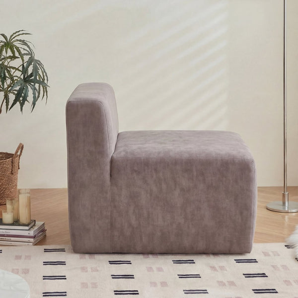 English Elm Cube Velvet Lounge Chair Dense Foam Compact Seat for Bedroom or Studio Apartment W3670P355790