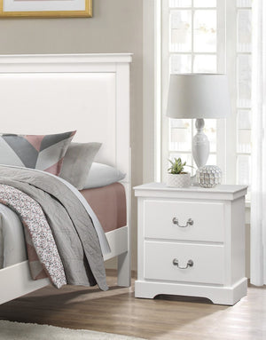 English Elm 1pc Seabright White Nightstand with 2 Drawers, Satin Nickel Handles, Classic Transitional Bedroom Accent B011P286897