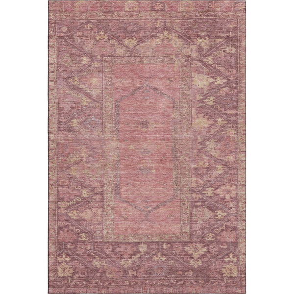 HomeRoots 5' X 8' Blush & Beige Oriental Area Rug - Washable, UV Protected, Stain Resistant for Family Homes 699300