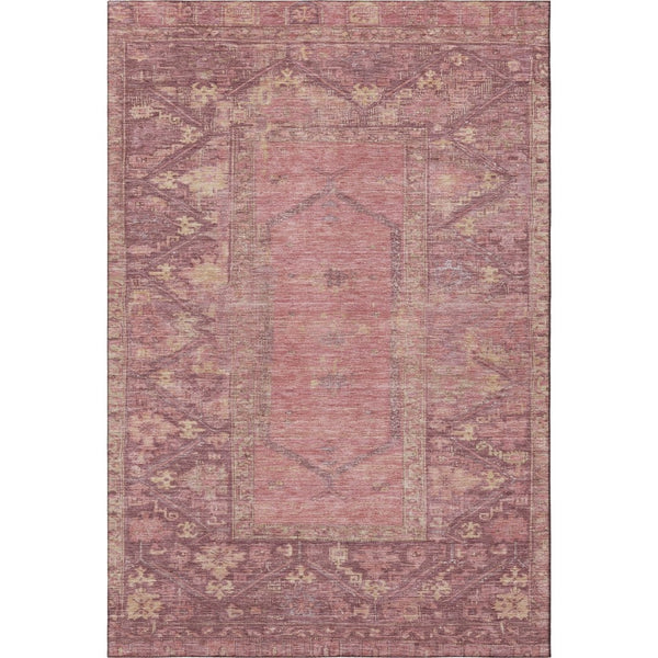 HomeRoots 5' X 8' Blush & Beige Oriental Area Rug - Washable, UV Protected, Stain Resistant for Family Homes 699300