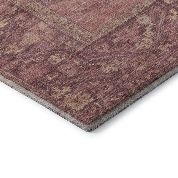 HomeRoots 8' Blush & Beige Oriental Round Rug - Washable, Stain Resistant, UV Protected for Stylish Living Spaces 699301
