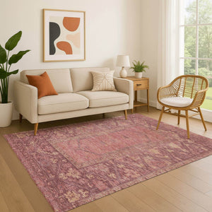 HomeRoots 10' X 14' Blush and Beige Oriental Area Rug - UV-Protected, Stain-Resistant, Non-Slip Backing 699304