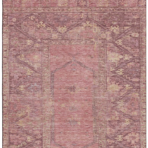 HomeRoots 10' X 14' Blush and Beige Oriental Area Rug - UV-Protected, Stain-Resistant, Non-Slip Backing 699304