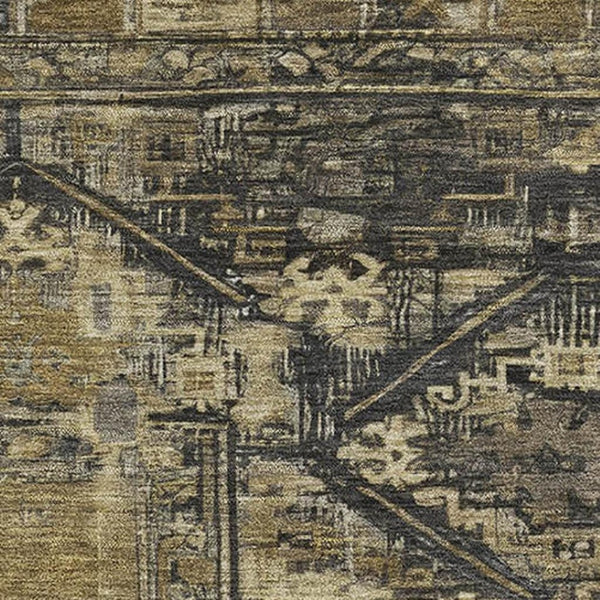 HomeRoots 5' X 8' Brown and Charcoal Oriental Area Rug - Stain-Resistant, UV Protected, Durable & Stylish! 699306