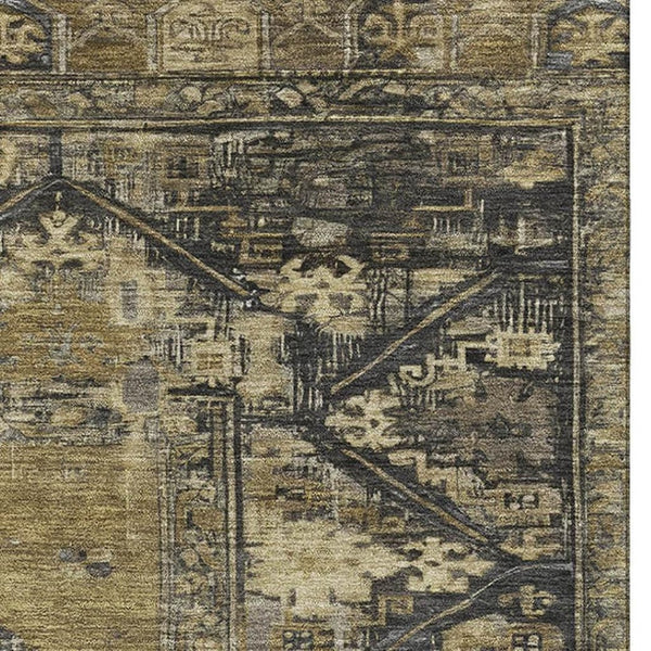 HomeRoots 5' X 8' Brown and Charcoal Oriental Area Rug - Stain-Resistant, UV Protected, Durable & Stylish! 699306