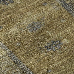 HomeRoots 8' Brown and Charcoal Oriental Washable Round Rug - Durable, UV-Protected, Easy-Care for High Traffic 699307