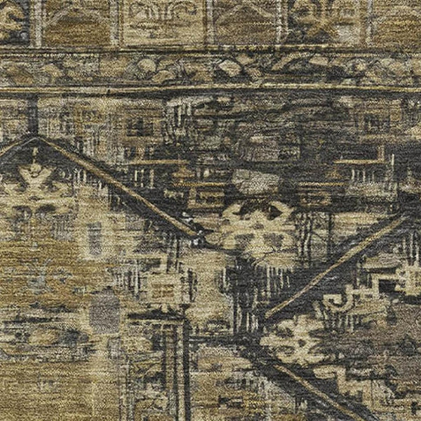 HomeRoots 8' X 10' Brown And Charcoal Oriental Area Rug - Durable, Stain-Resistant, UV Protected & Non-Slip Backing 699308