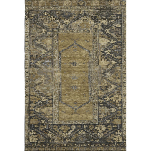 HomeRoots 9' X 12' Brown Charcoal Oriental Area Rug - Stylish, Washable, Stain-Resistant, UV Protected Elegance 699309